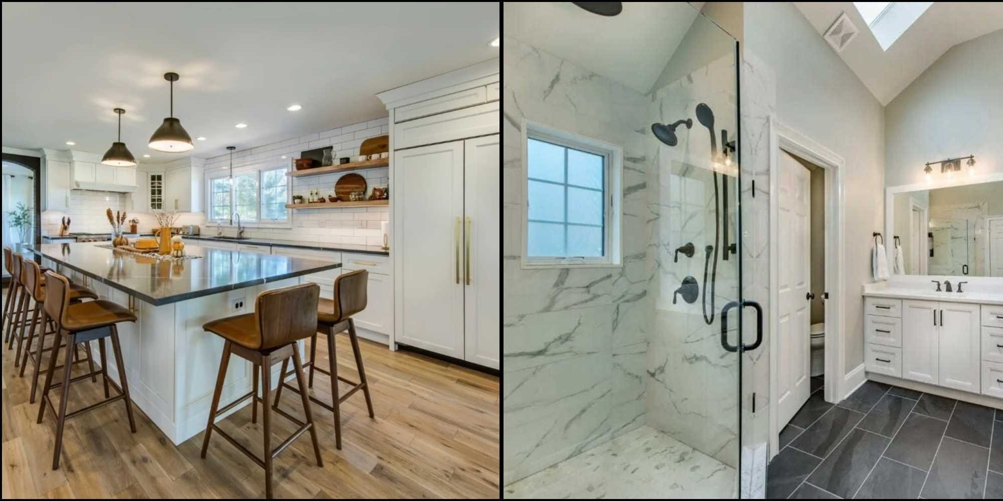 View of different matierials used in a kitchen and bathroom remodel by Thompson Communities