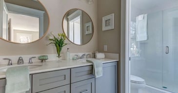 Image of a double vanity in a remodeled bathroom by Thompson Communities in West Chester, PA