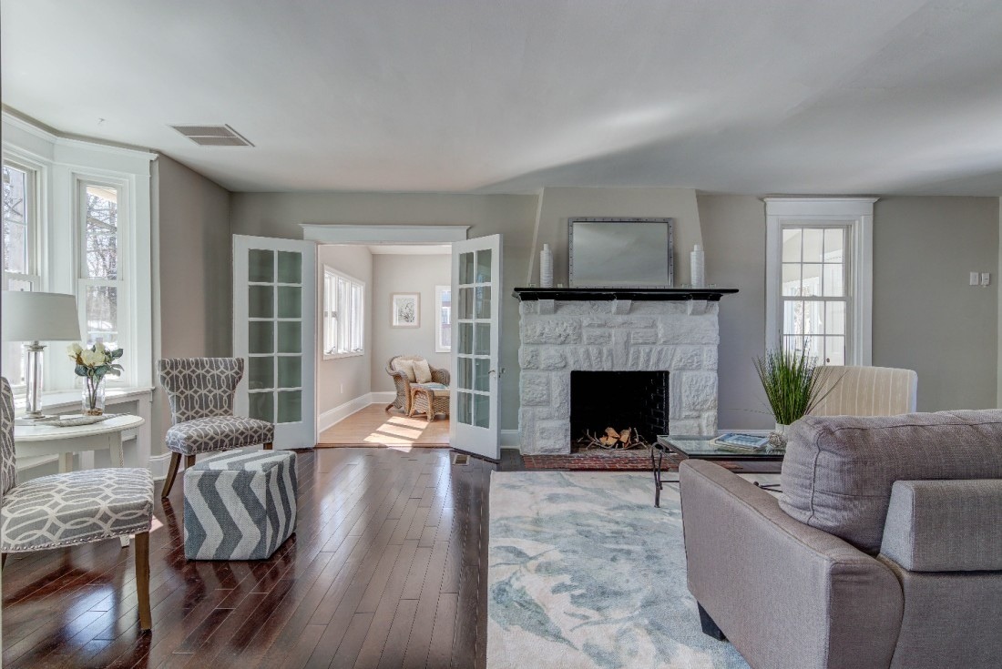 Interior living room remodel as part of a home addition by Thompson Communities in West Chester, PA