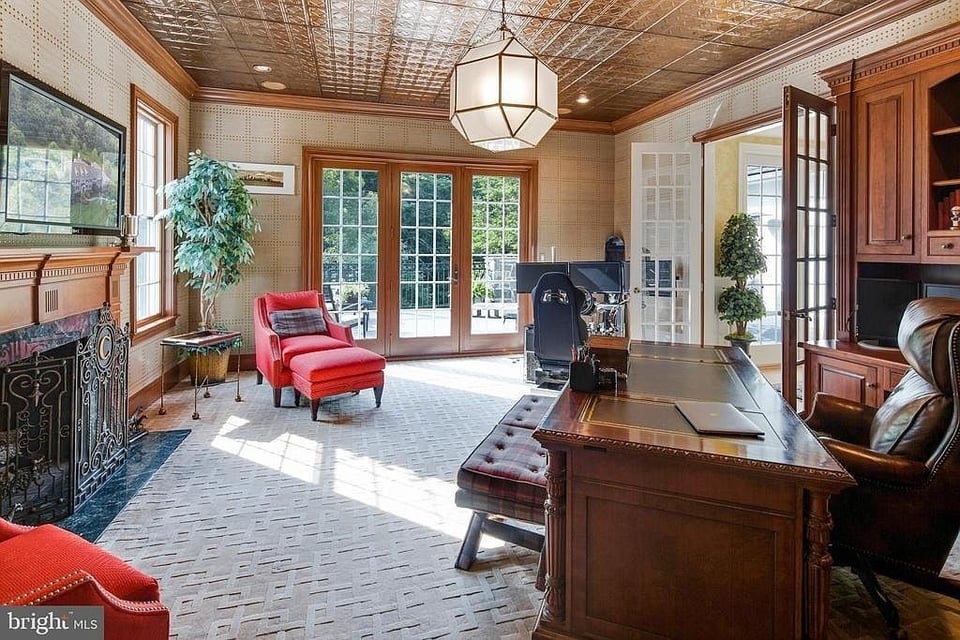 Luxurious home office with custom woodwork in West Chester, PA home addition by Thompson Communities -  home additions costs 2025