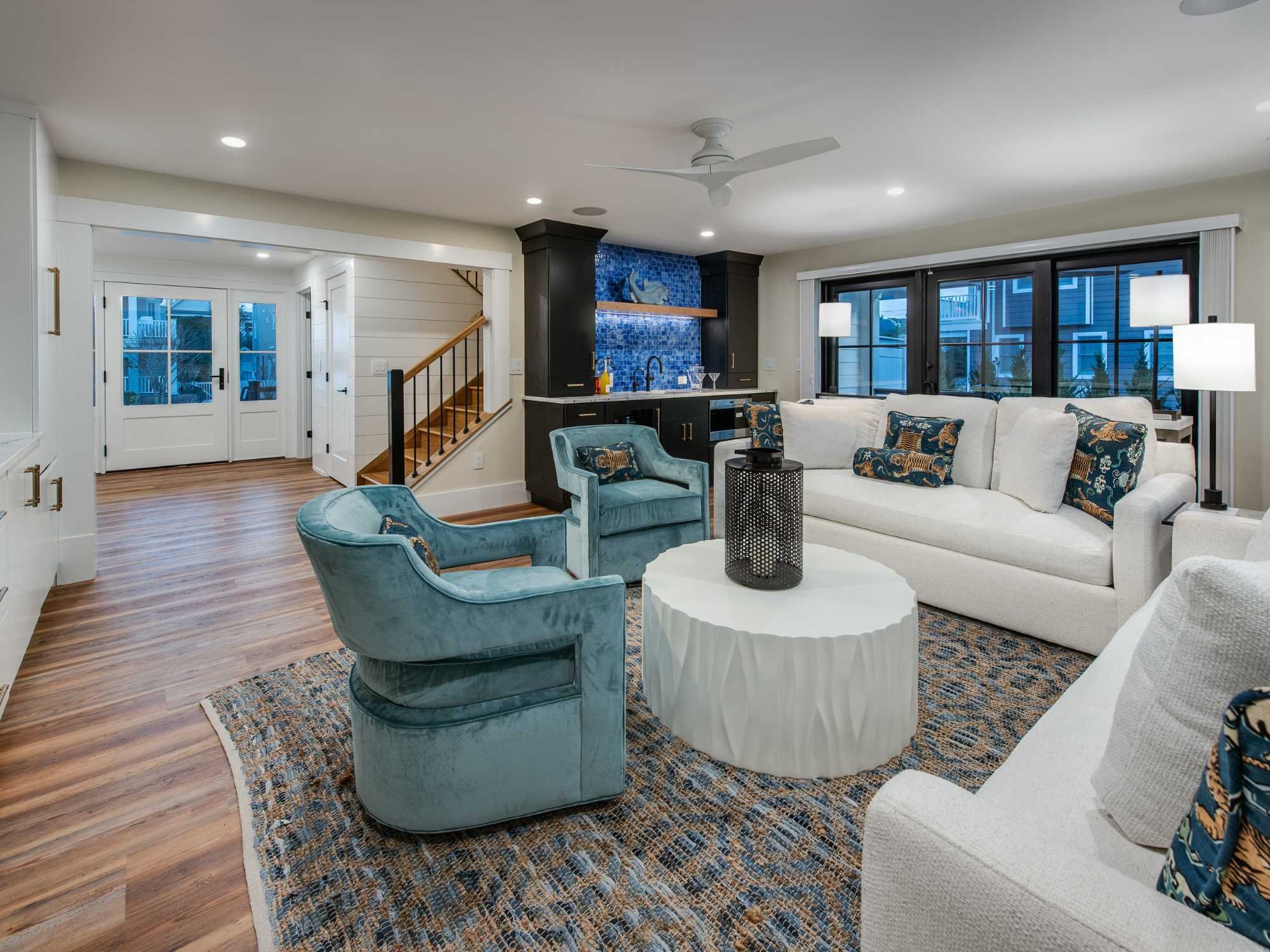 Great room on the first floor of a custom home in Avalon by Thompson Communities Great room on the first floor of a custom home in Avalon by Thompson Communities