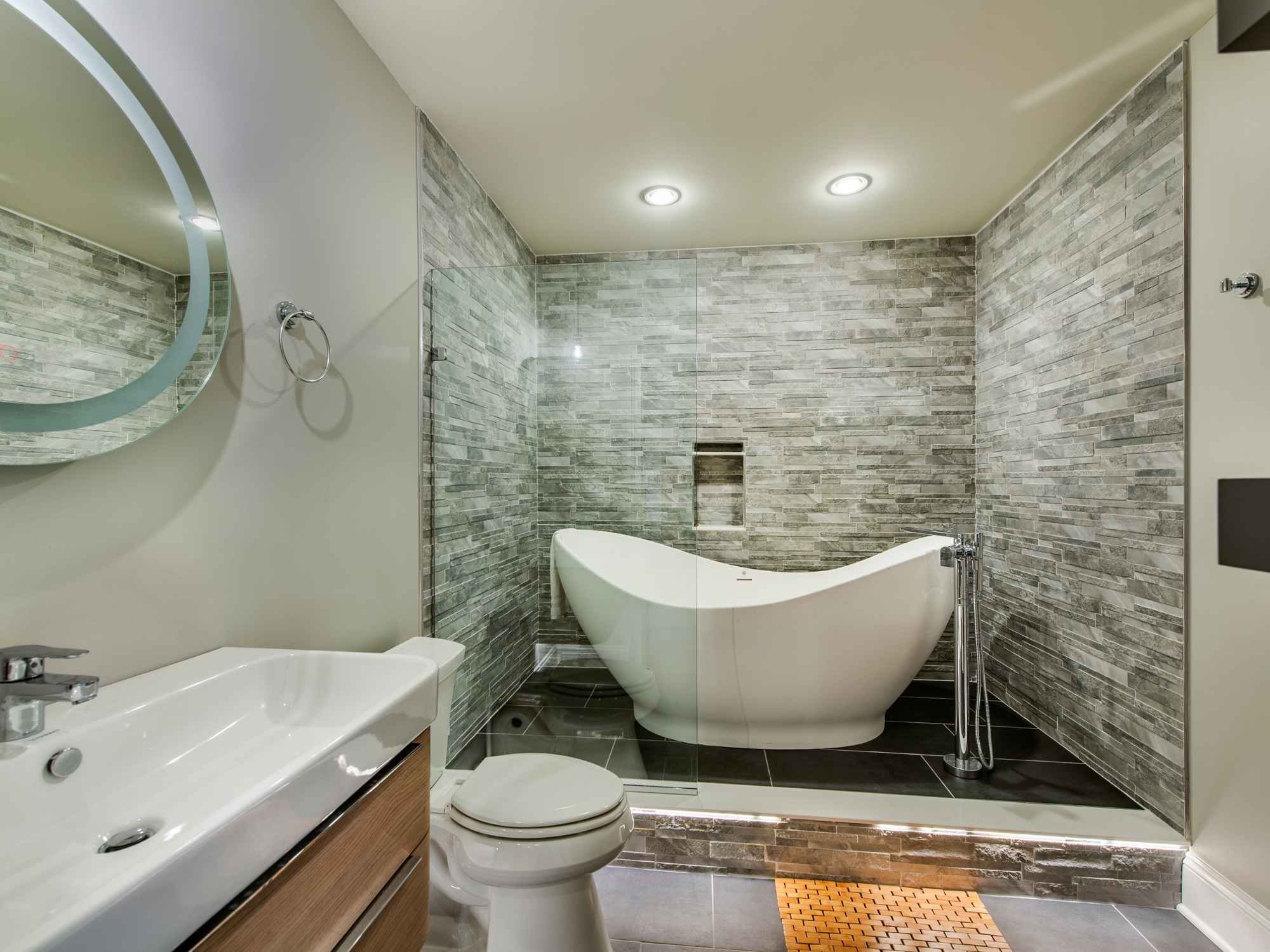 Bathroom remodel with soaking tub and partial glass enclosure by Thompson Communities in West Chester, PA Bathroom remodel with soaking tub and partial glass enclosure by Thompson Communities in West Chester, PA